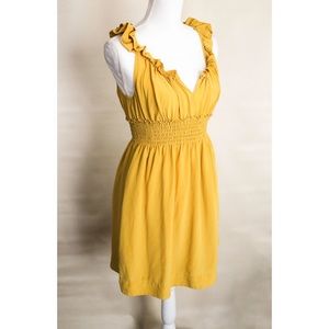 Anthropologie Floreat Silk Mustard Dress